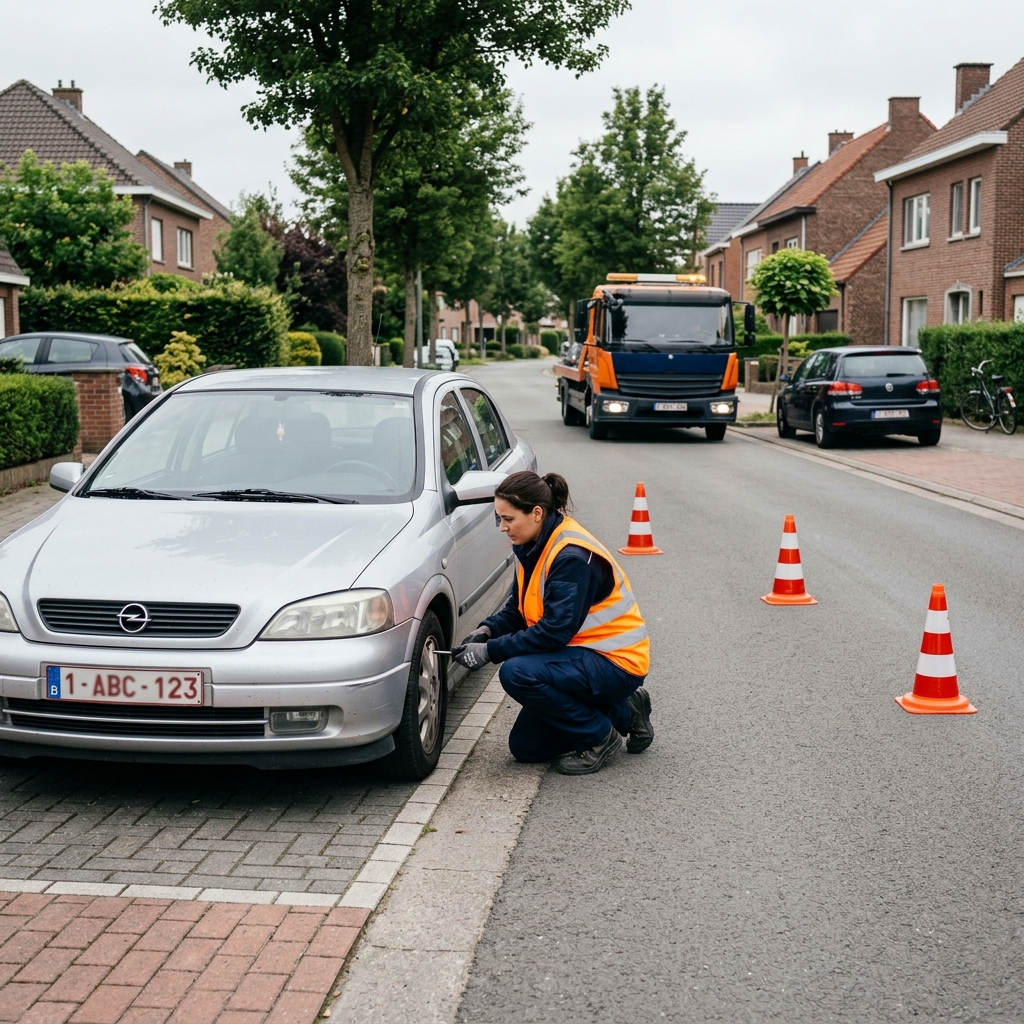 depannage-voiture-a-kraainem-professionnelle-hi7u Dépannage voiture à Kraainem : professionnelle inspectant la roue d