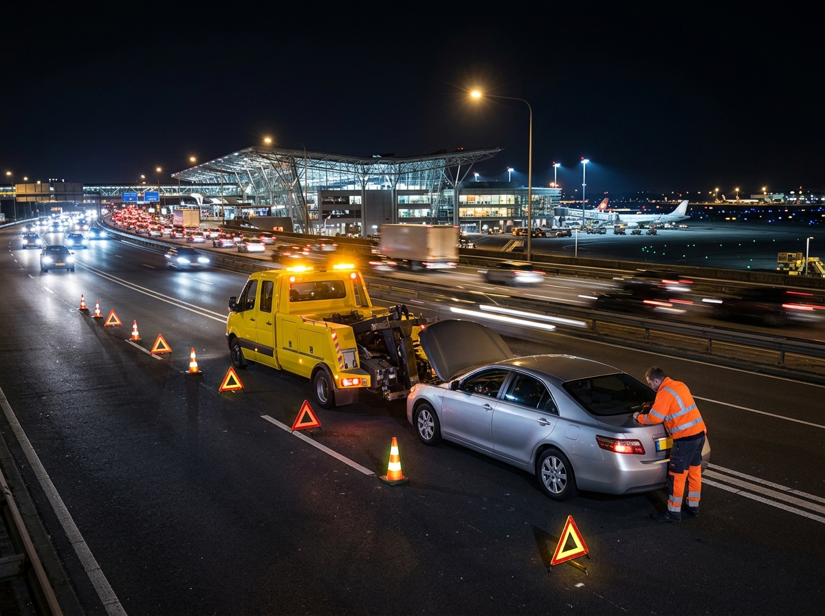 Dépannage voiture à Zaventem : dépanneuse jaune secourant