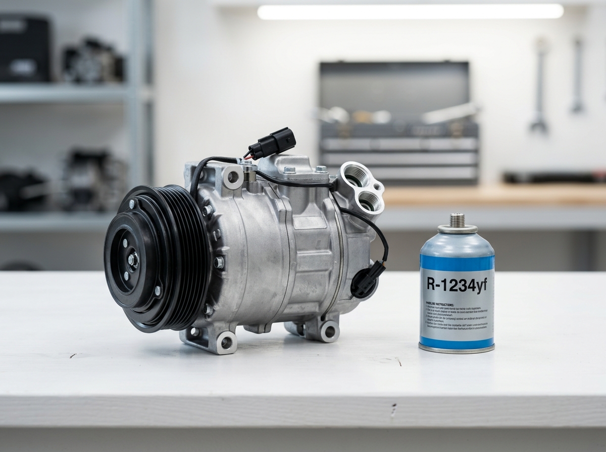 Compresseur et gaz R-1234yf pour changement et recharge climatisation (airco) voiture.